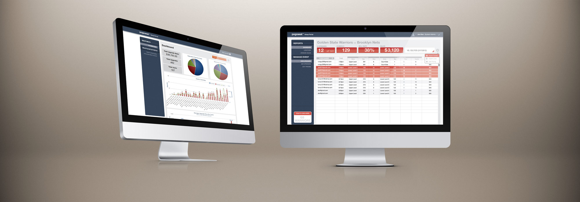 Pogoseat Dashboard - Dashboard and Upgrade Reports