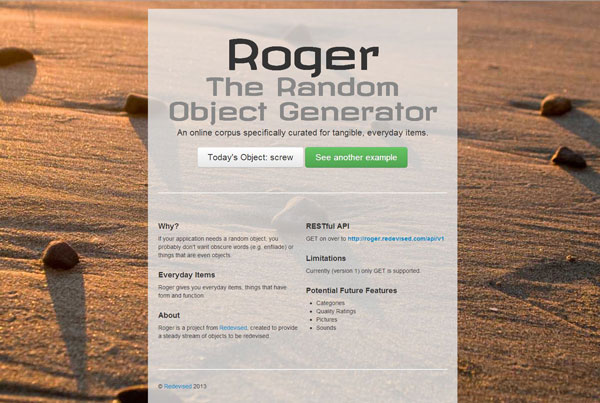 Roger: The Random Object Generator